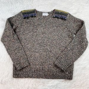 Saralam long sleeve Crew neck marl wool blend sweater with tassel accent